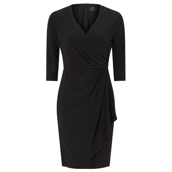 Ariella London Dresses - Black 'Aniya' jersey faux wrap dress