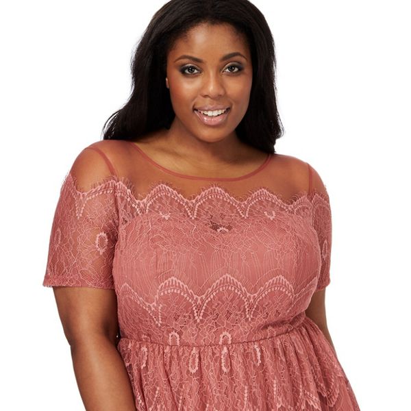 Fashion Chi Chi London Dark pink lace 'Renee' plus size dress 1760101042 For Sale