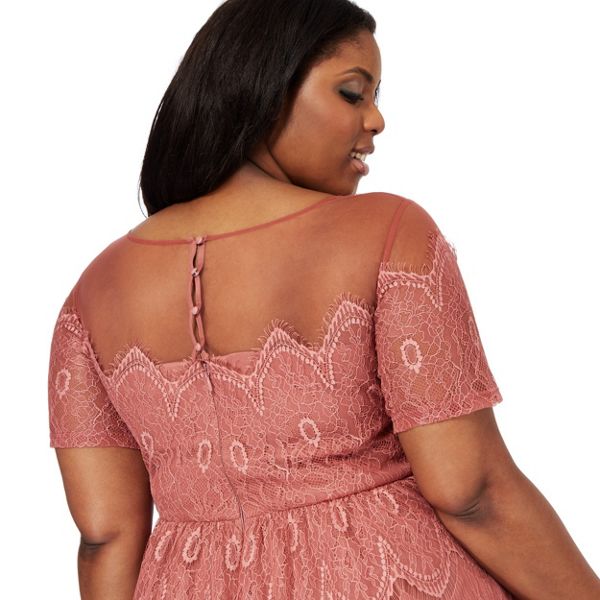 Fashion Chi Chi London Dark pink lace 'Renee' plus size dress 1760101042 For Sale