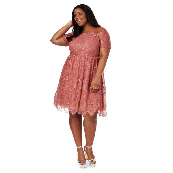 Chi Chi London Dresses - Dark pink lace 'Renee' plus size dress