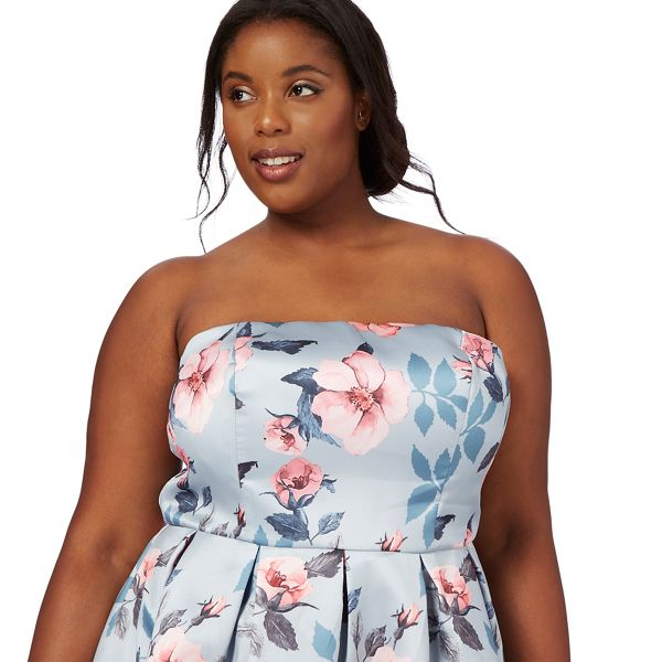 Classic Chi Chi London Grey 'Chelle' floral print plus size dress 1760101047