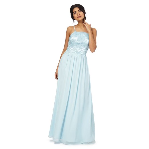 Chi Chi London Dresses - Light blue floral lace maxi dress