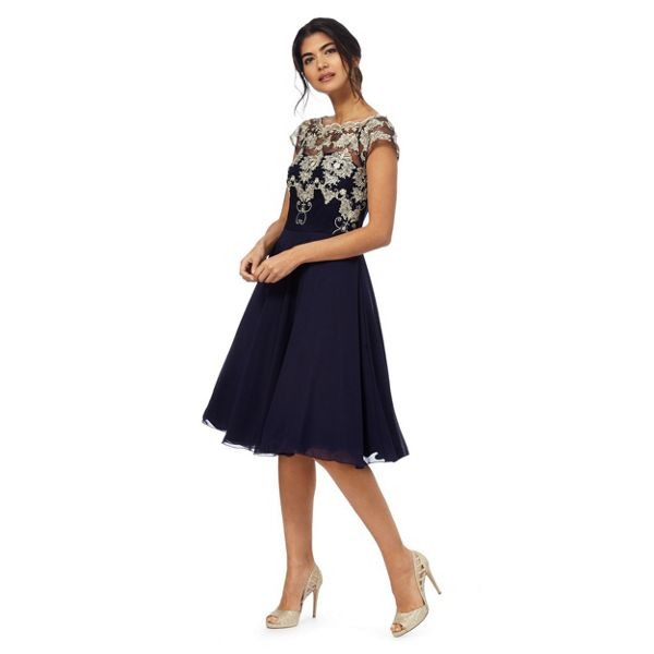 Chi Chi London Dresses - Navy floral plus size lace dress