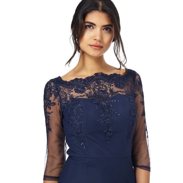 Fashion Chi Chi London Navy lace trim dress 1760101016 Outlet