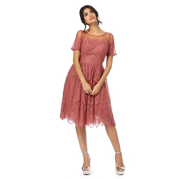 Chi Chi London Dresses - Pink lace trim dress