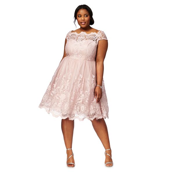 Chi Chi London Dresses - Pink 'Liviah' plus size lace dress