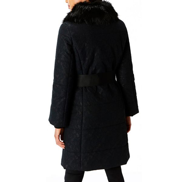 Hot Sale Coast Black lace 'Cadee' faux fur collared neckline padded coat 58607_01834280