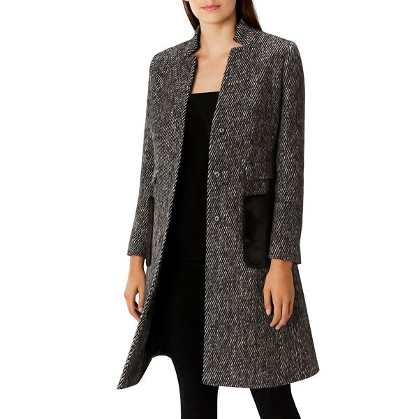Coast Coats & Jackets - Monochrome wool blend 'Carmita' faux fur pocket coat