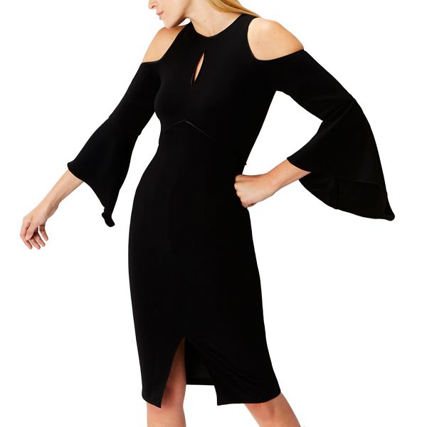Coast Dresses - Black 'Celestine' high neck cold shoulder dress
