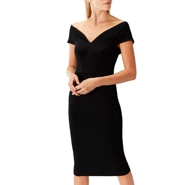 Coast Dresses - Black 'Jessa' bardot short sleeves knee length shift dress