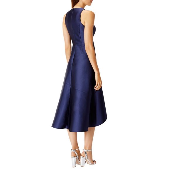 Timeless Coast Navy satin 'Cara' high neck high low shift dress 58607_01813520