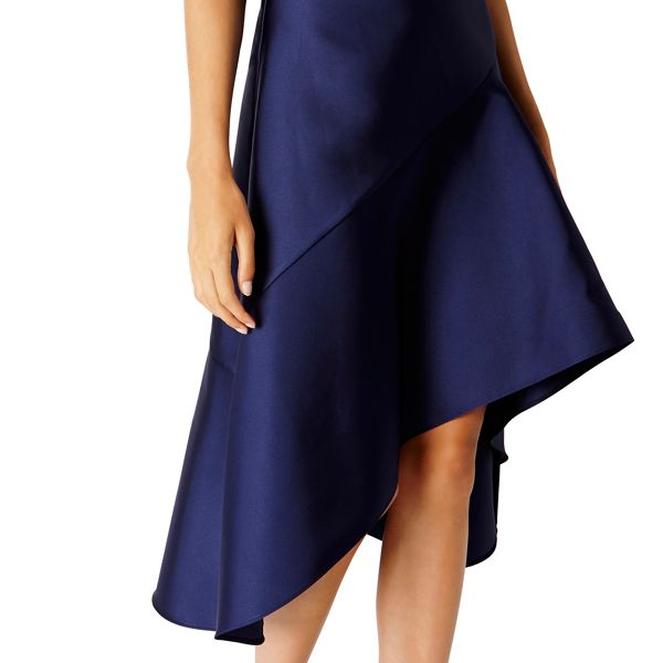 Timeless Coast Navy satin 'Cara' high neck high low shift dress 58607_01813520