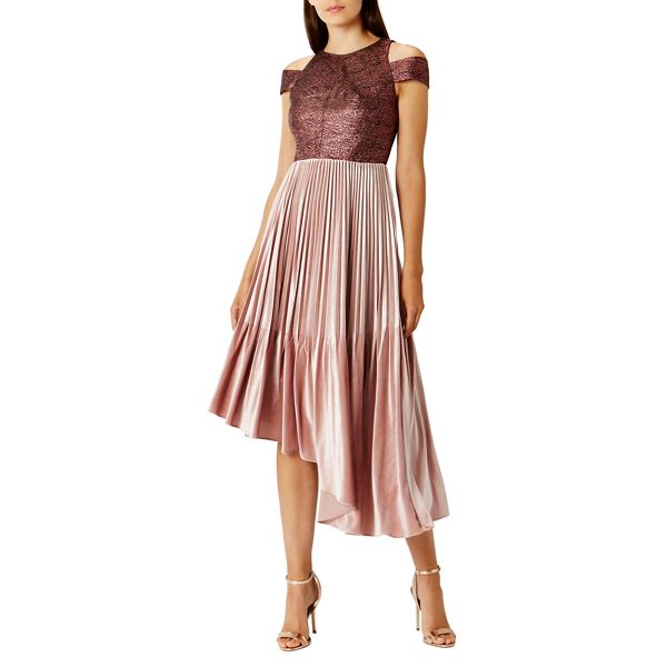 Coast Dresses - Pink velvet 'Delores' high neck dress