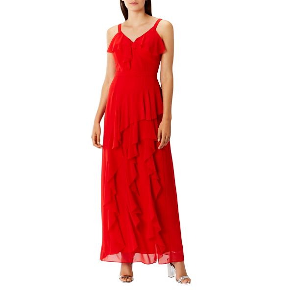Coast Dresses - Red ruffle 'Illy' v-neck maxi dress