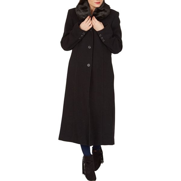 David Barry Coats & Jackets - Black faux fur collar maxi coat