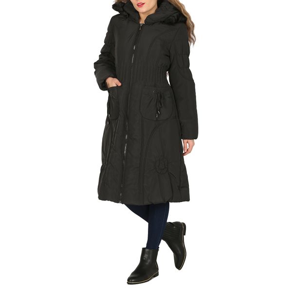 David Barry Coats & Jackets - Black stripe quilted hooded coat