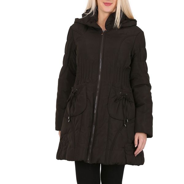 David Barry Coats & Jackets - Brown quilted hooded coat