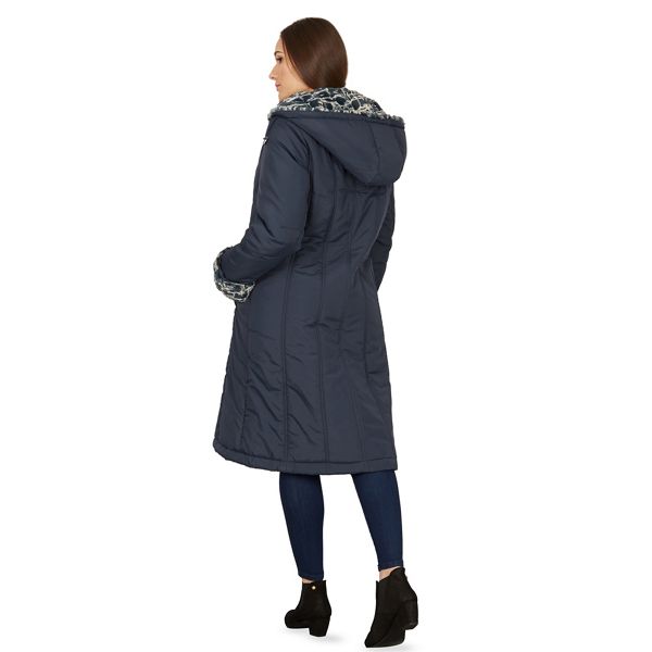 Hot Sale David Barry Navy ladies faux fur trimmed raincoat 60514_FFN0047010