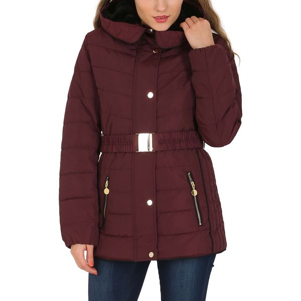 David Barry Coats & Jackets - Plum faux down quilted jacket