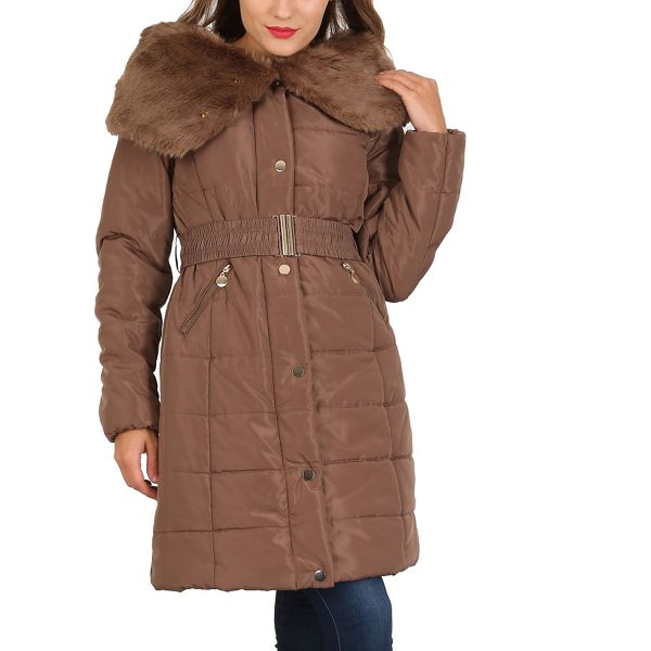 David Barry Coats & Jackets - Taupe faux fur padded coat