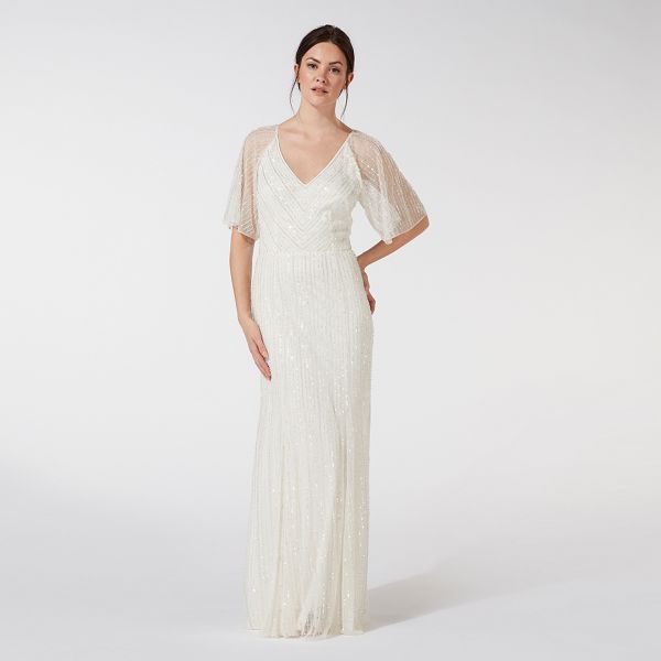 Debut Dresses - Ivory embellished 'Joy' v-neck wedding dress