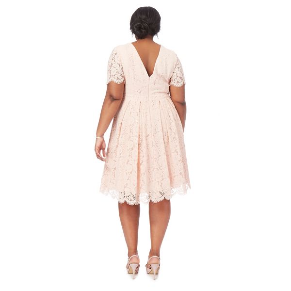 Latest Debut Light pink lace 'Lucie' knee length plus size prom dress 80208333