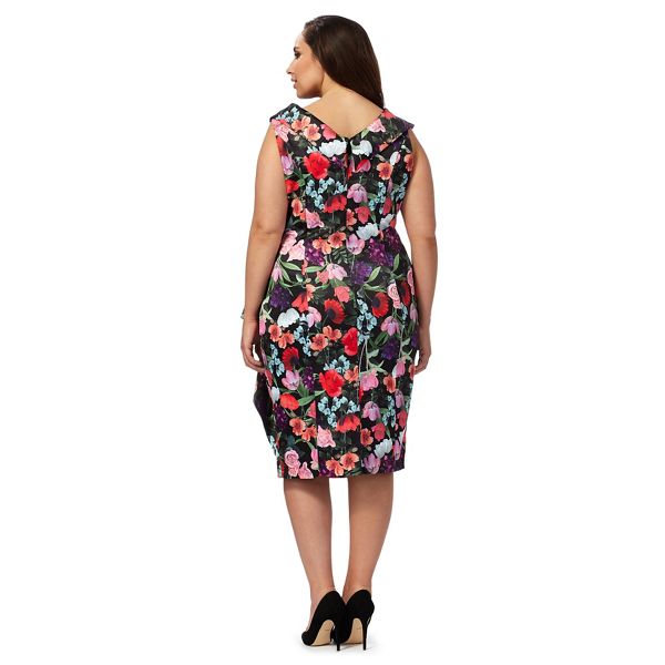 Durable Debut Multi-coloured floral print off-shoulder plus size dress 80208311 For Sale