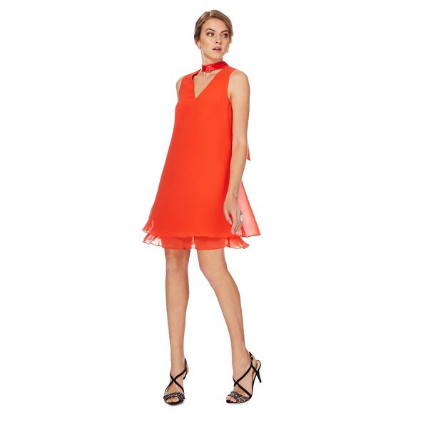 Debut Dresses - Orange chiffon 'Ruthia' shift dress