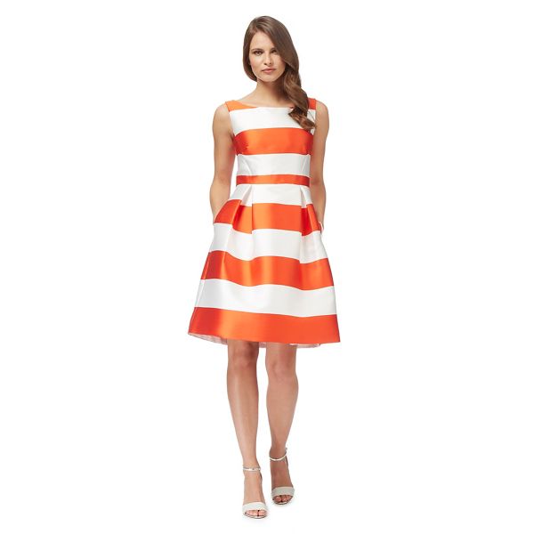 Debut Dresses - Orange 'Sophie' stripe print prom dress