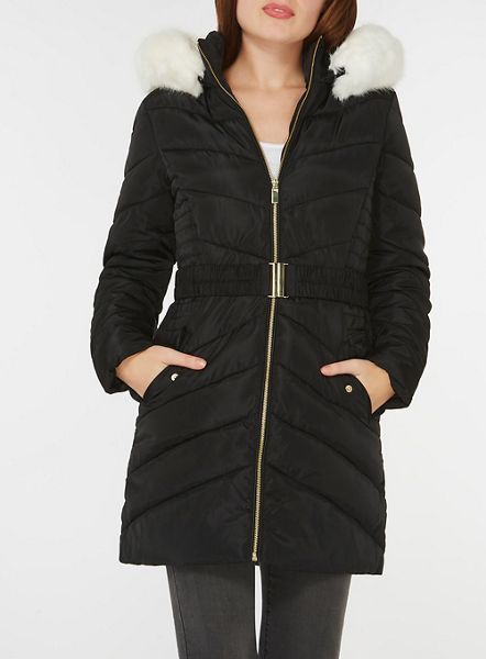 Dorothy Perkins Coats & Jackets - Black luxe belted padded coat