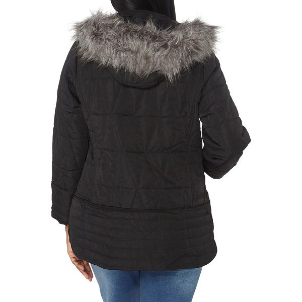 Timeless Evans Black quilted fur hood coat 62103_05J01YBLK