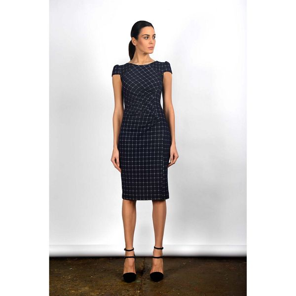 Designer Fever Blue jersey 'Highlands' knee length pencil dress 64592_HSRDR17W43