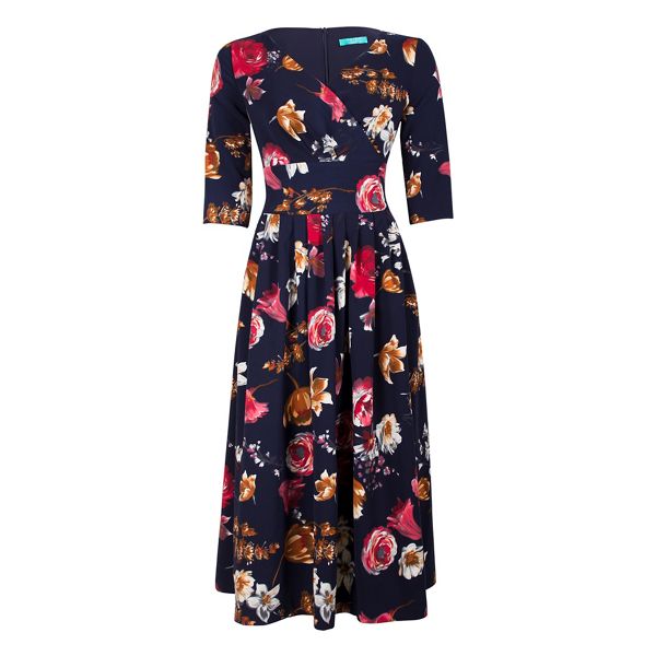 Fever Dresses - Multicoloured floral print 'Elodie' v-neck dress