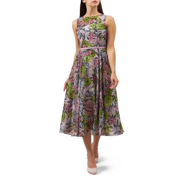 Hobbs Dresses - Multicoloured floral print chiffon 'Georgie' midi tea dress