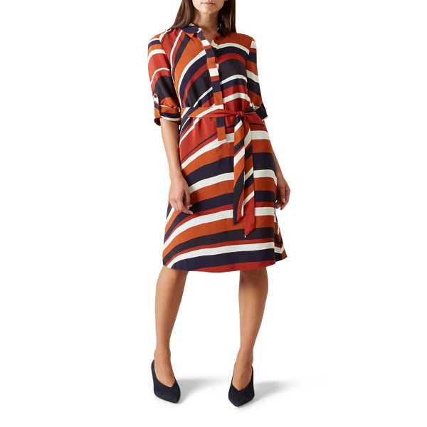 Hobbs Dresses - Multicoloured striped 'Beatrice' knee length shirt dress