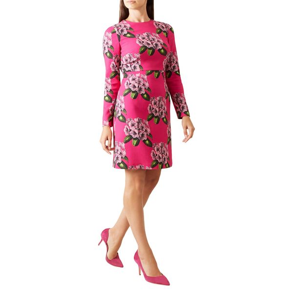 Hobbs Dresses - Pink floral print 'Bea' knee length pencil dress