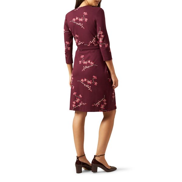 Latest Hobbs Red floral print jersey 'Sally' knee length wrap dress 64104_58781