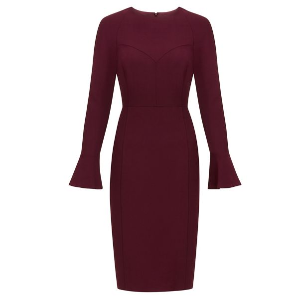 Latest Hobbs Red long sleeves 'Ruth' pencil dress 64104_59415