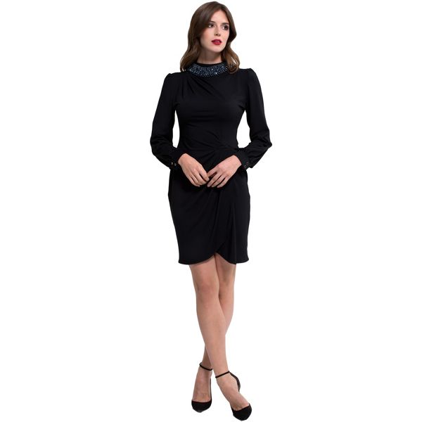 HotSquash Dresses - Black jersey 'agnes' high-neck long sleeves dress