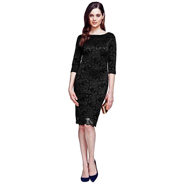 HotSquash Dresses - Black long sleeved lace dress with ThinHeat