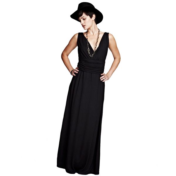 HotSquash Dresses - Black v neck maxi dress in CoolFresh fabric