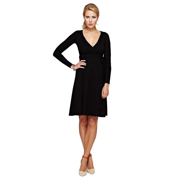 HotSquash Dresses - Black Wrap Dress in clever fabric