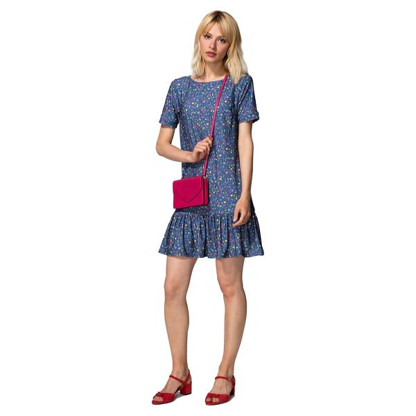 HotSquash Dresses - Blue ditsy drop waist dress in cool fresh fabric