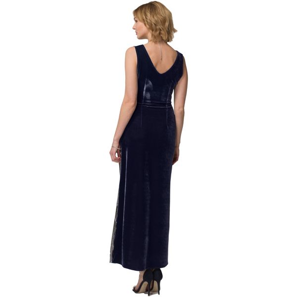 Classic HotSquash Blue velvet pleat maxi dress in clever fabric 62035_HSWD36943