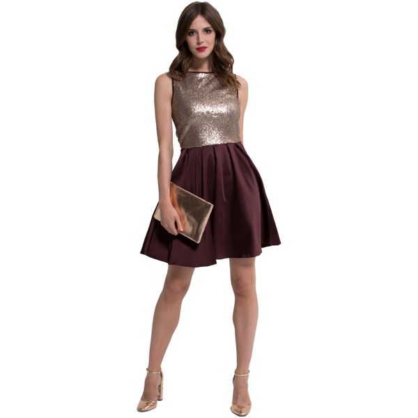 HotSquash Dresses - Chocolate sequin 'amber' sleeveless skater dress