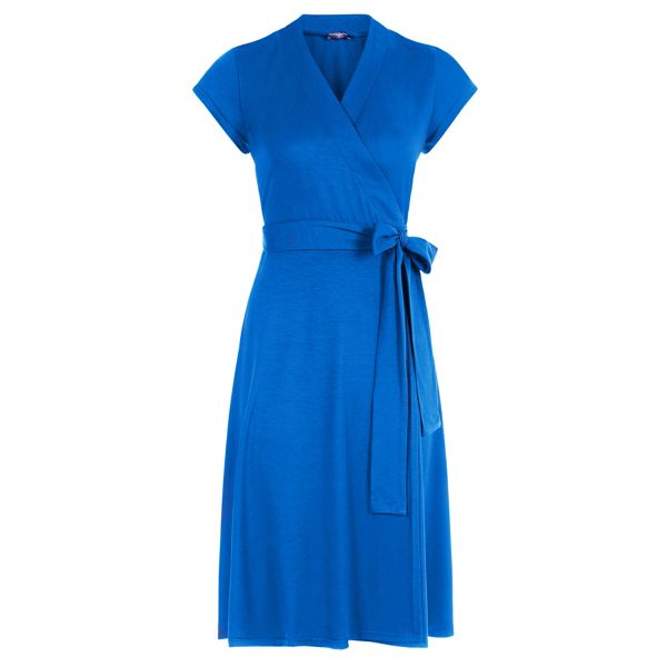 Stylish HotSquash Cobalt Cap Sleeve Wrap Dress in Easycare Fabric 62035_HSWD26348