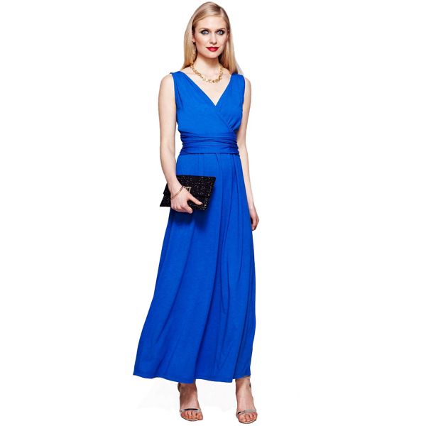 HotSquash Dresses - Cobalt v neck maxi dress in CoolFresh fabric