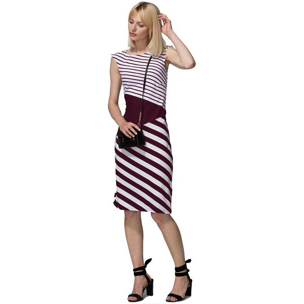 HotSquash Dresses - Damson cap sleeve contrast dress in clever fabric