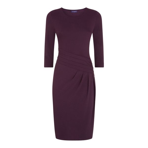 Outstanding HotSquash Long sleeved damson knee length dress 62035_HSWD21356