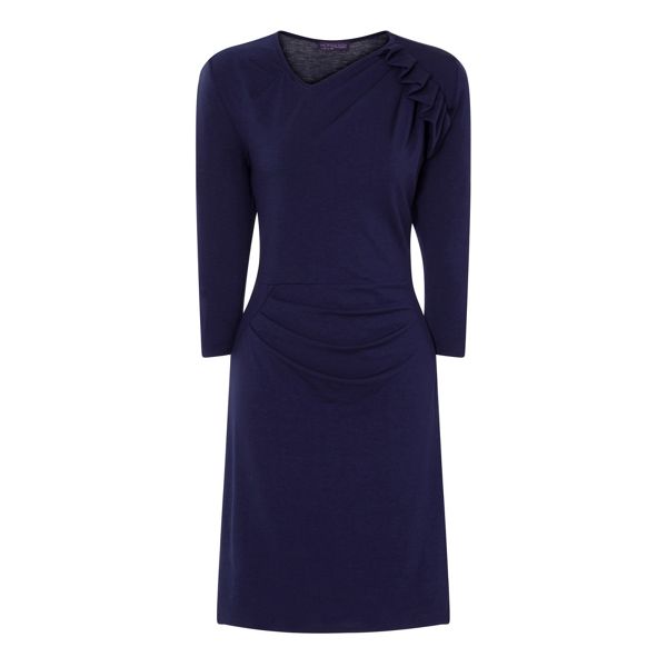 Durable HotSquash Navy ruffle jersey dress in thermal fabric 62035_HSWD35843